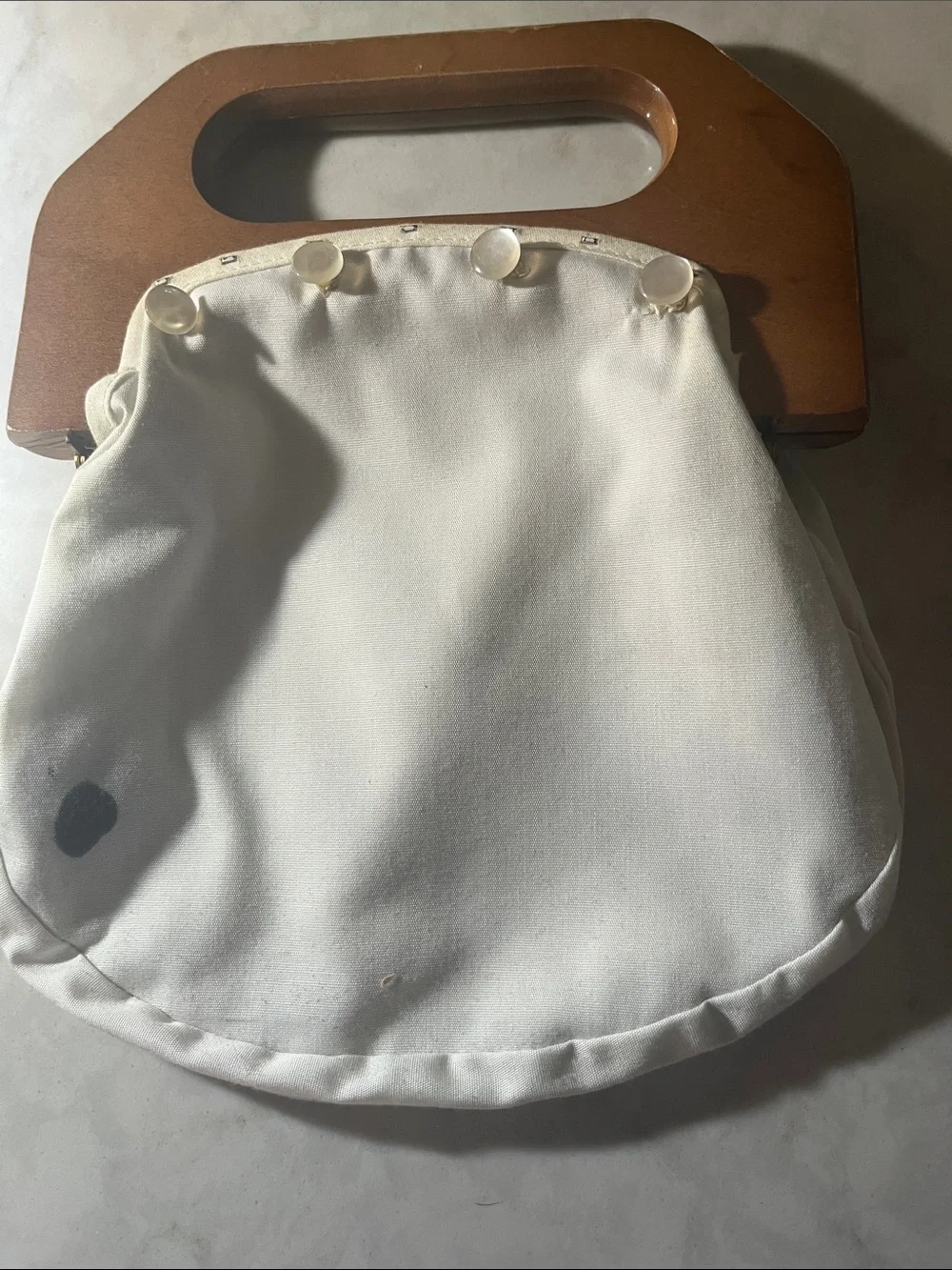 Vintage Kelly Green linen Bermuda Bag with Extra navy wool Cover 4 button